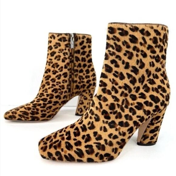 NEW Jimmy Choo Leopard Calf Hair Square Toe Ankle Booties - Picture 8 of 8